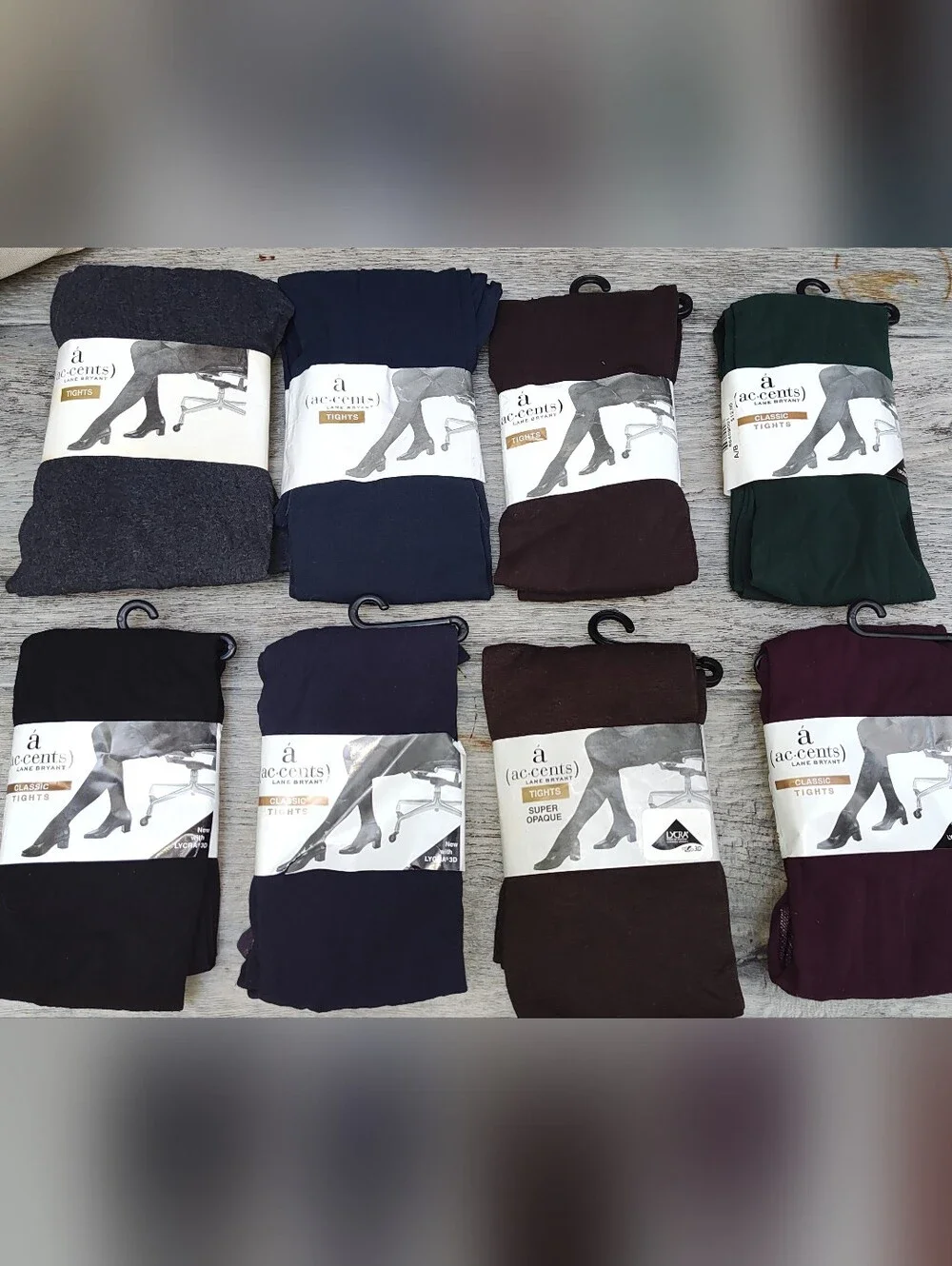 Lane Bryant tights 8 Pairs, Mixed Colors, Gray, Black, Green,Blue Burgundy Brown
